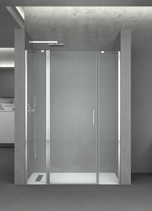 Single Pivot Shower Door With Two Inline Panels