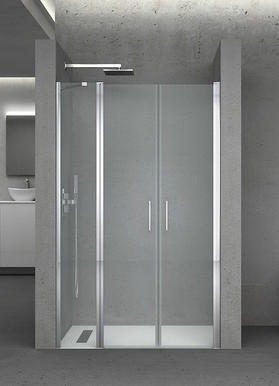 Double Pivot Shower Door With One Inline Panel