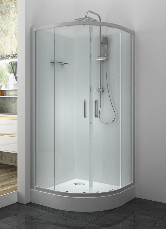 C80064 6mm Clear Tempered Sliding Glass Curved Shower Room