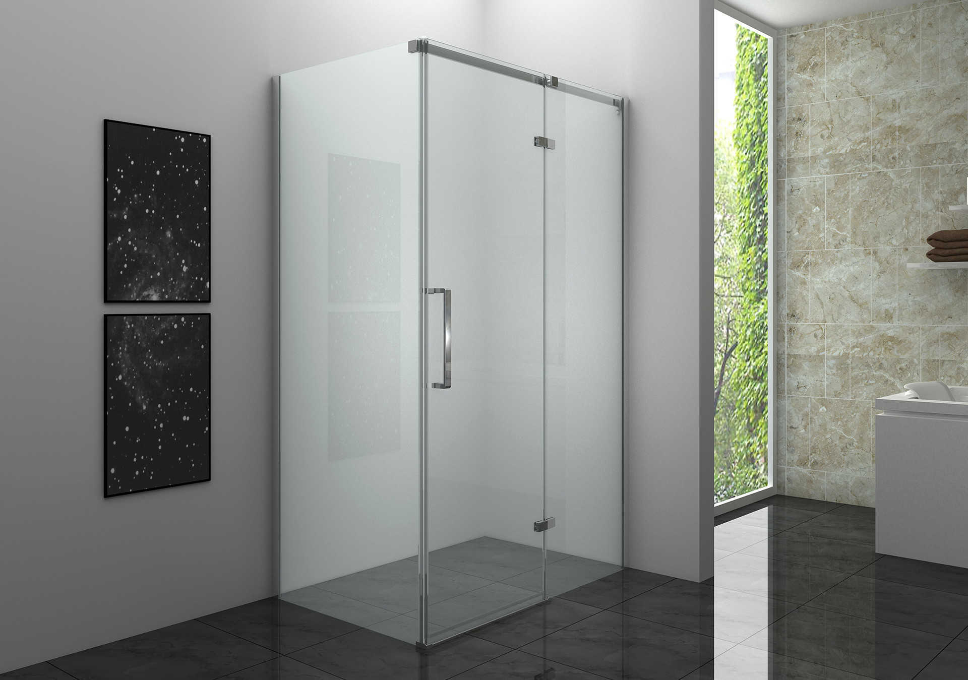 A corner double door quadrant shower enclosure is a type of shower enclosure designed to fit into the corner of a bathroom
